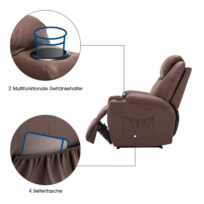 MCombo Massagesessel Fernsehsessel Relaxsessel mit Vibration+Heizung 7021