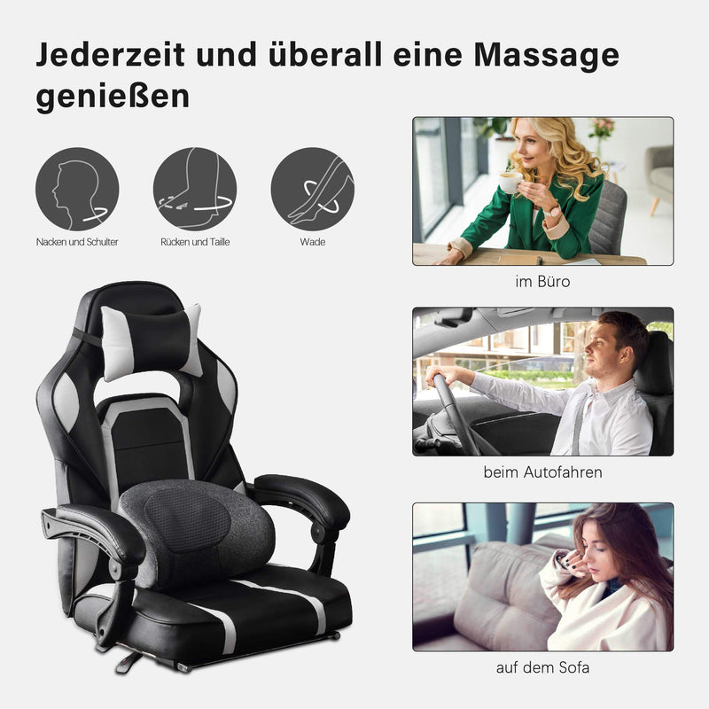 MCombo Massagekissen Shiatsu Rückenstützen Lordosenstütze in Hörnchen/ C-Form, ergonomisch, tragbares Kabelloses wiederaufladbares Massagegerät mit Wärmefunktion Ideal für Homeoffice, Büro, Autofahren B709