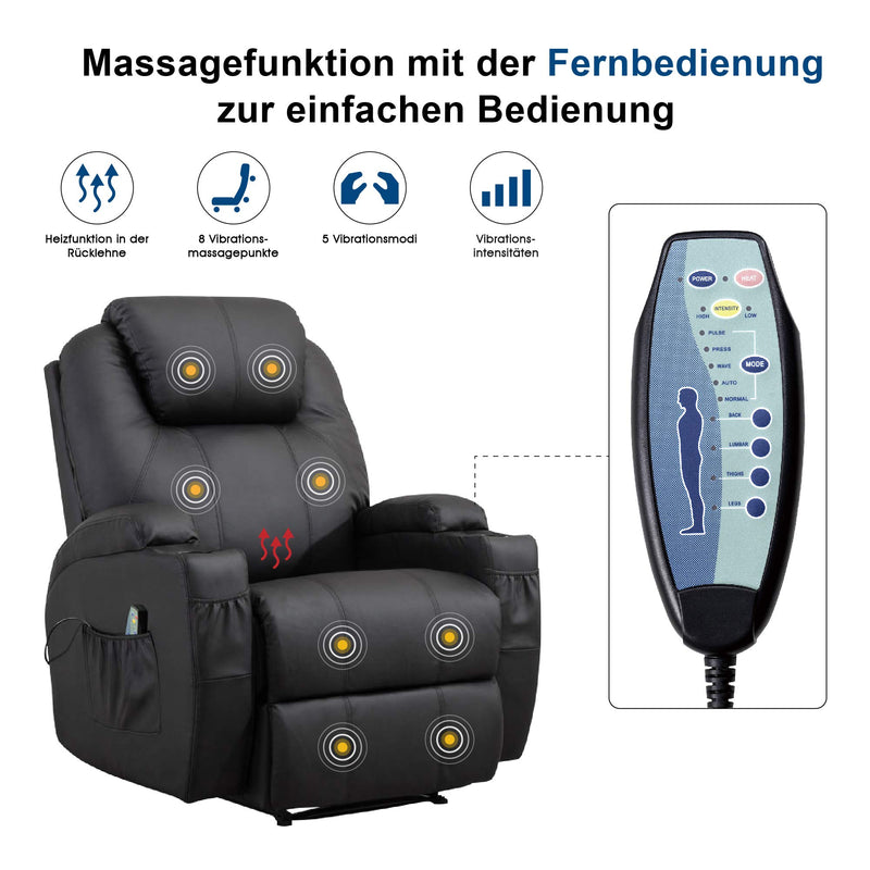 MCombo Massagesessel Fernsehsessel Relaxsessel mit Vibration+Heizung 7021