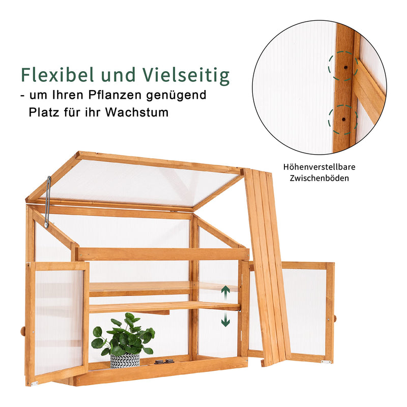 MCombo 2 Etage höhenverstellbares Anlehngewächshaus Treibhaus Pflanzenhaus Holz 0160