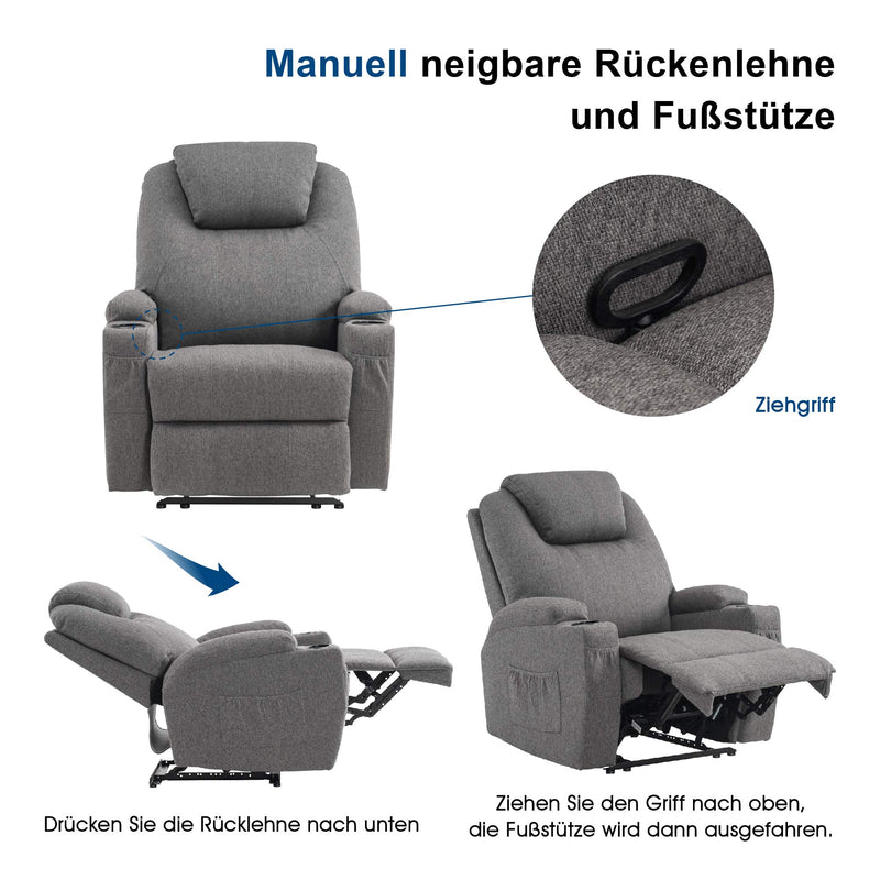 MCombo Massagesessel Fernsehsessel Relaxsessel mit Vibration+Heizung 7021