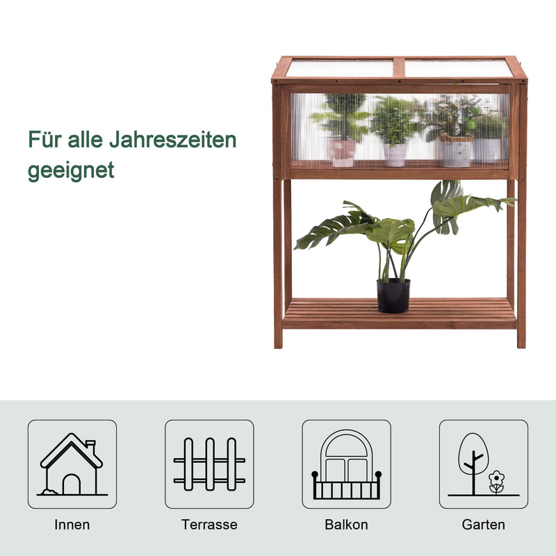 MCombo 2-in-1 Frühbeet mit Ablagetisch Hochbeet mit Abdeckung aus Holz 0250