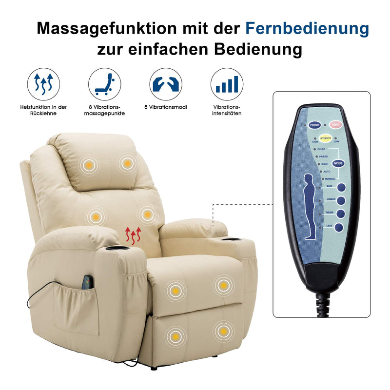MCombo Massagesessel Fernsehsessel Relaxsessel mit Vibration+Heizung 7021