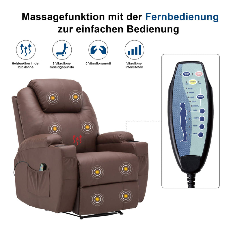 MCombo Massagesessel Fernsehsessel Relaxsessel mit Vibration+Heizung 7021