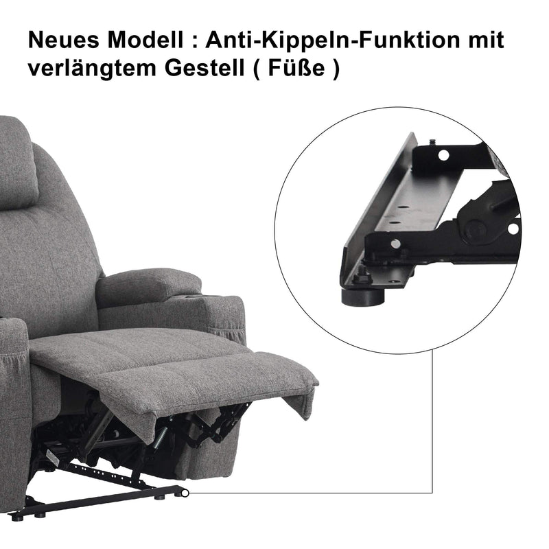 MCombo Massagesessel Fernsehsessel Relaxsessel mit Vibration+Heizung 7021