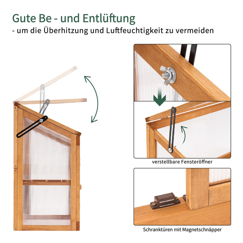 MCombo 2 Etage höhenverstellbares Anlehngewächshaus Treibhaus Pflanzenhaus Holz 0160