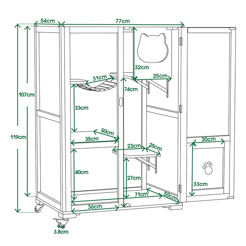 Lovupet Katzenhaus Mobile Katzenhütte aus unbehandeltem Holz 0783CR