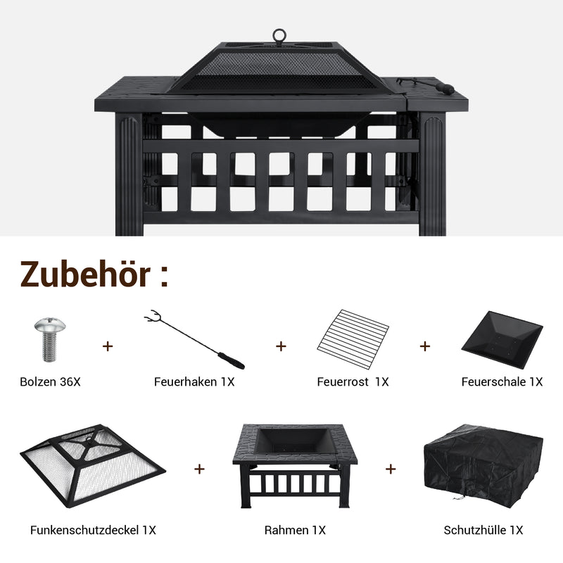 MCombo Feuerschale Feuerkorb Terrassenfeuer Gartenfeuer Feuerstelle Grillkamin 0039BK