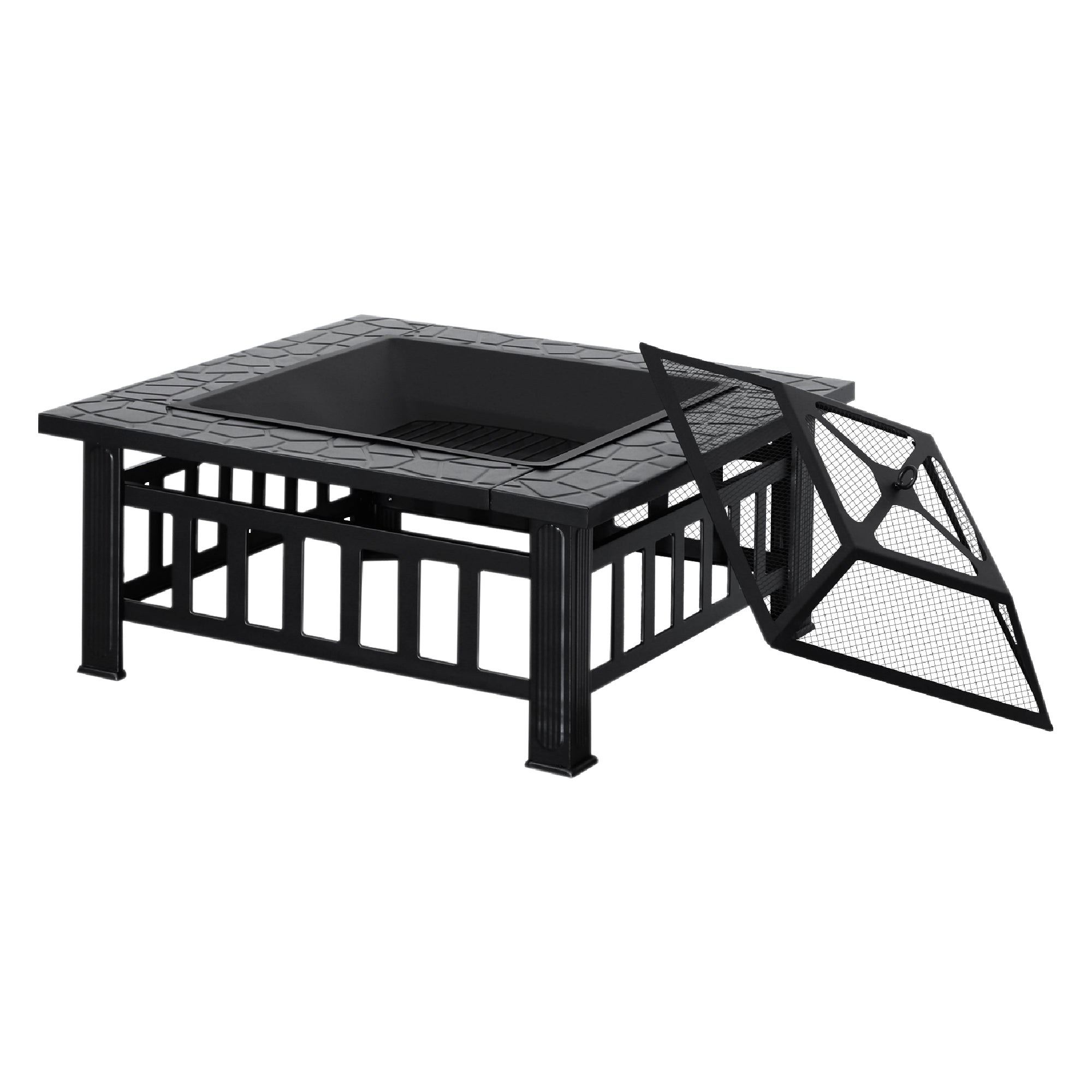 MCombo fire bowl, fire basket patio fire with grill grate, garden fire fireplace 0039BK 
