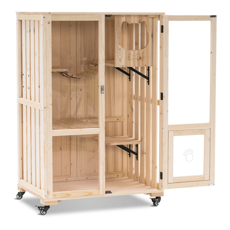 Lovupet Katzenhaus Mobile Katzenhütte aus unbehandeltem Holz 0783CR