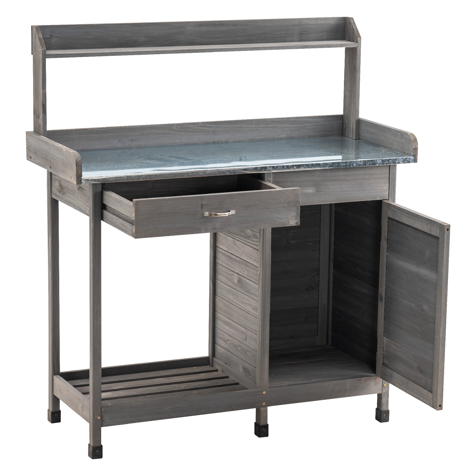 MCombo plant table, gardener's table, flower table with galvanized worktop 0440 