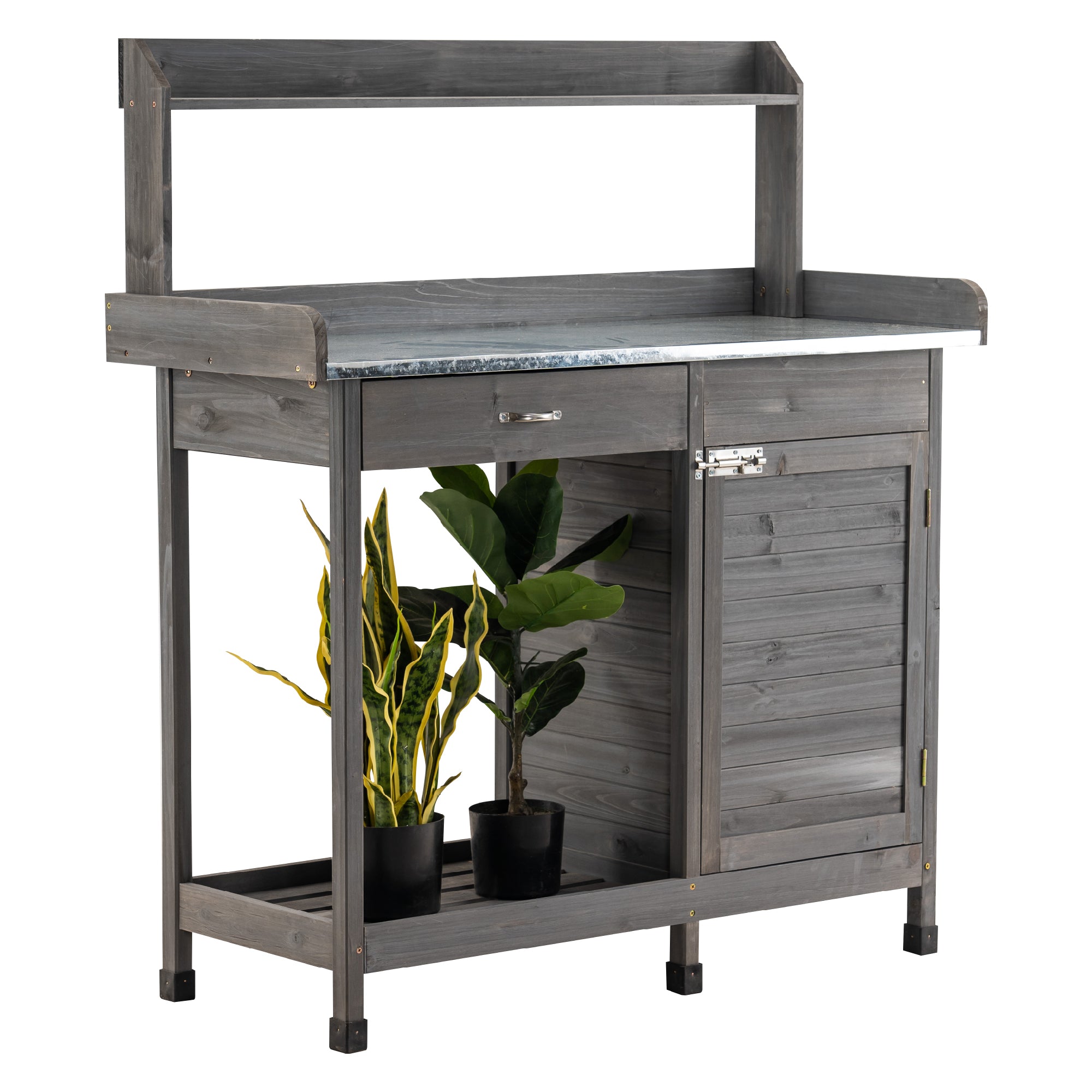 MCombo plant table, gardener's table, flower table with galvanized worktop 0440 