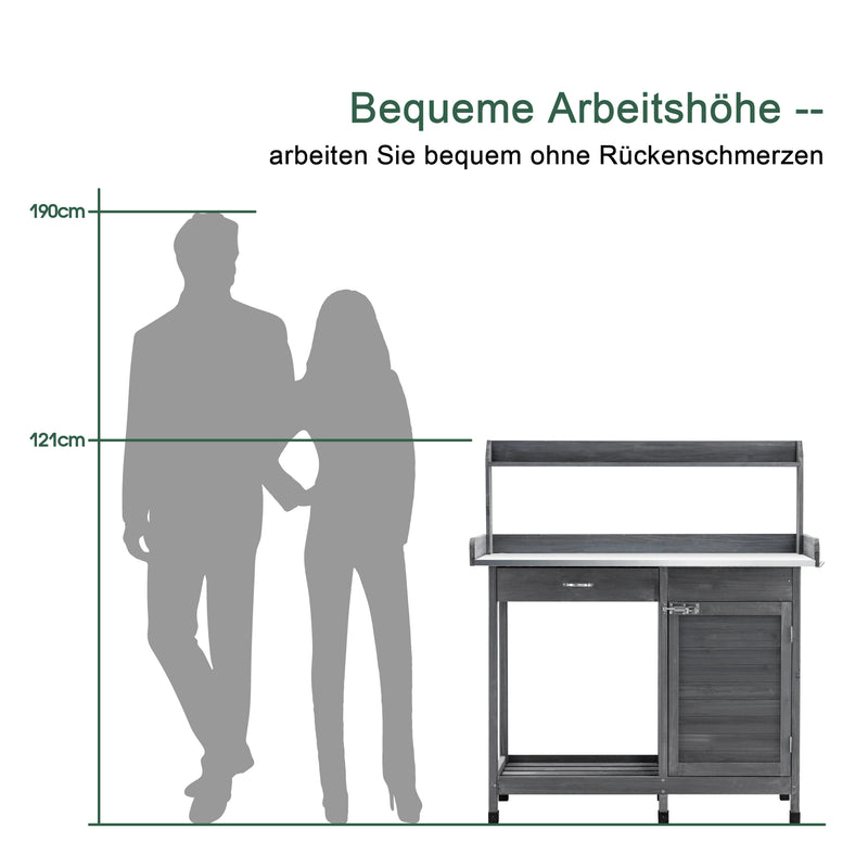 MCombo Pflanztisch Gärtnertisch Blumentisch mit verzinkter Arbeitsplatte 0440