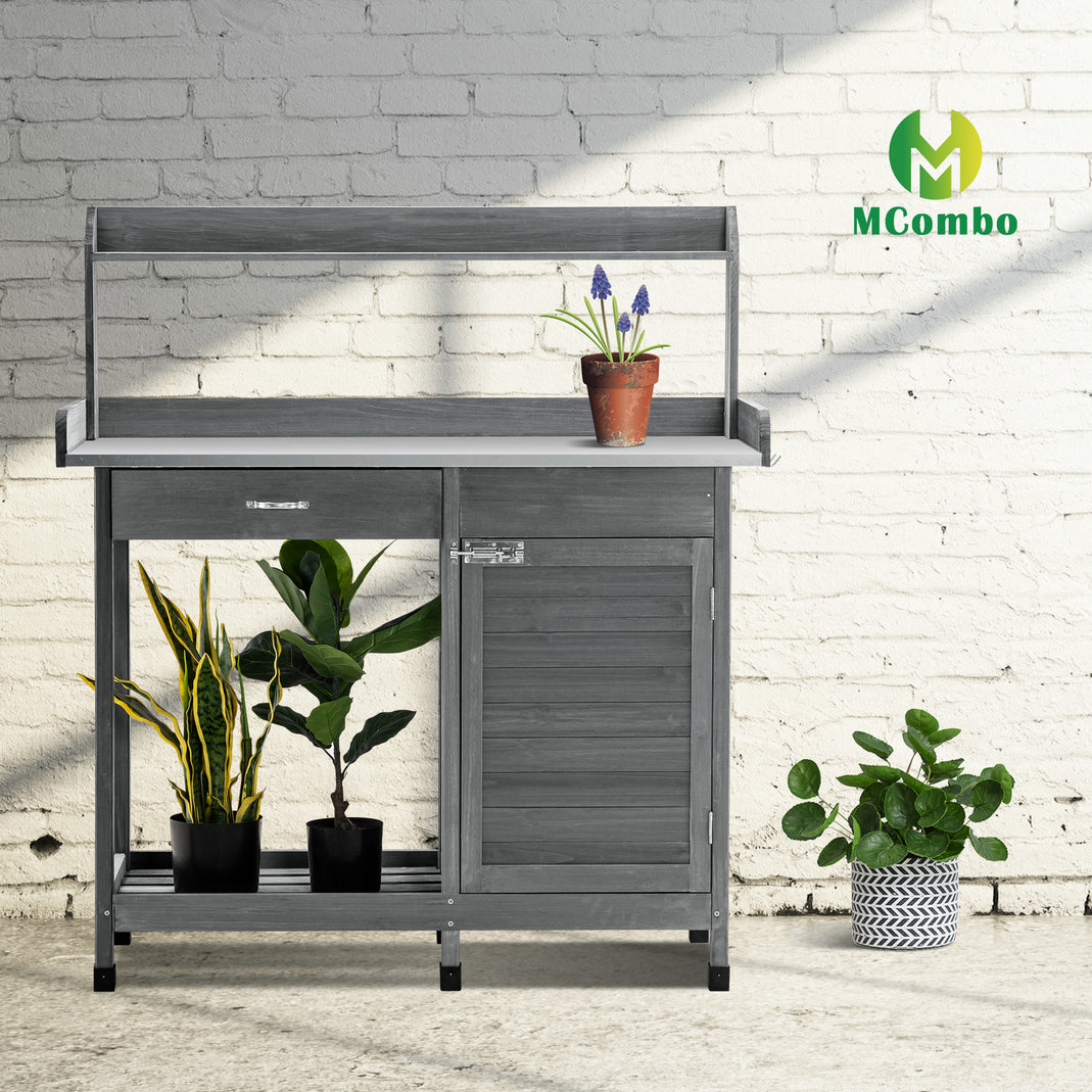 MCombo plant table, gardener's table, flower table with galvanized worktop 0440 