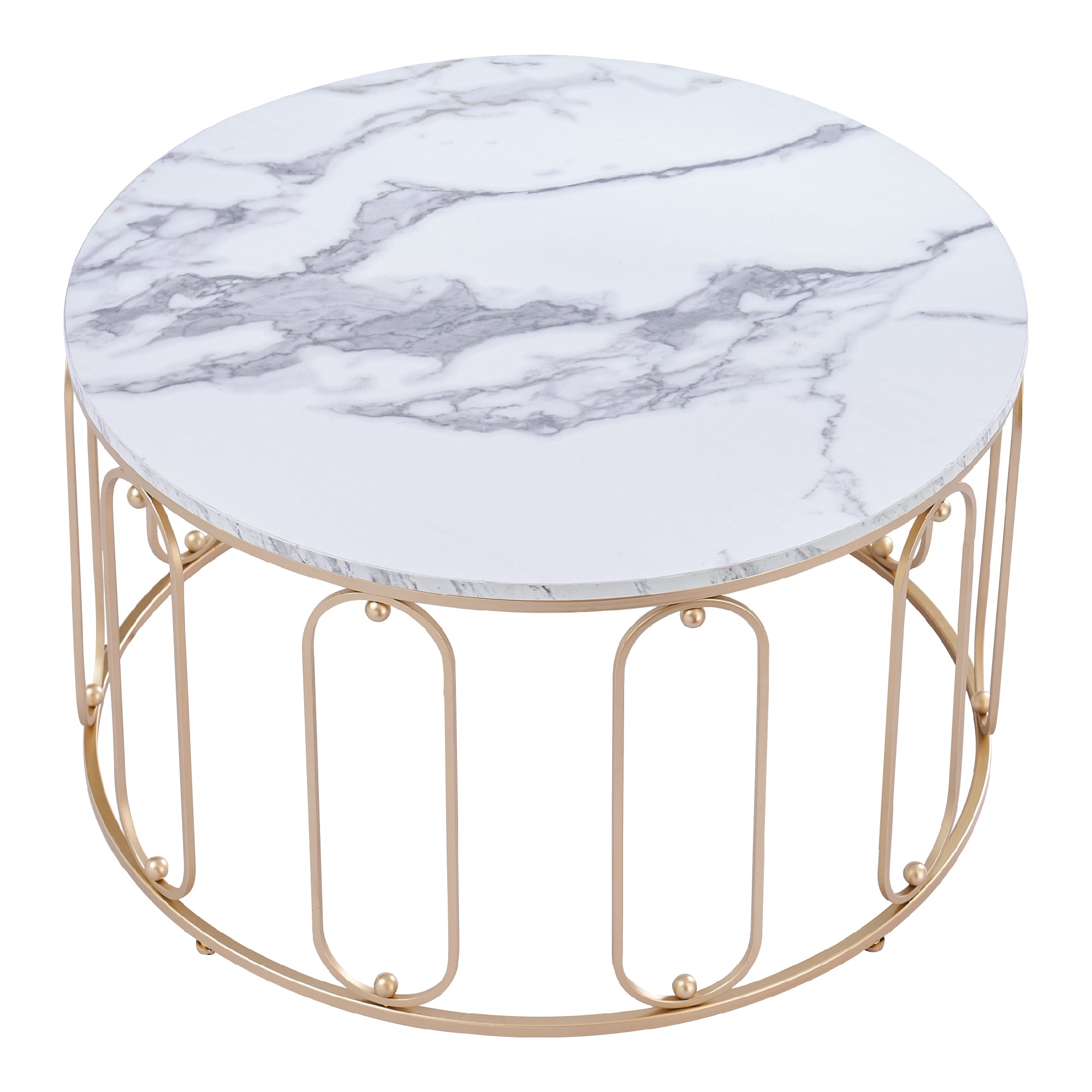MCombo metal furniture coffee table side table round marble look/industrial style 2147 